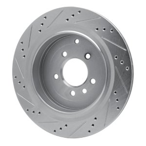Land Rover LR4 Brake Rotor (1) - Rear Right - R1 Concepts - Drilled & Slotted - Silver - `05-`16